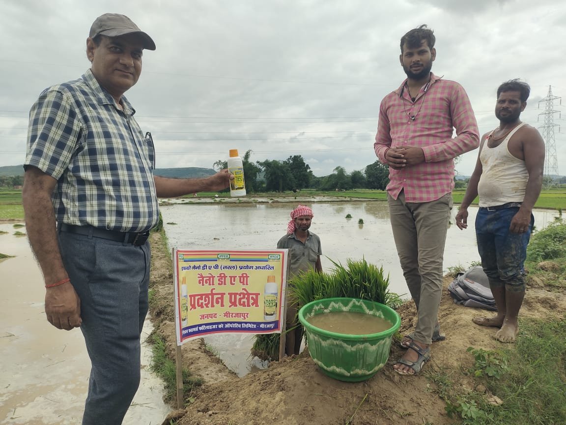 मीरजापुर में इफको ने नैनो डीएपी से जड़ शोधन का सफल प्रदर्शन