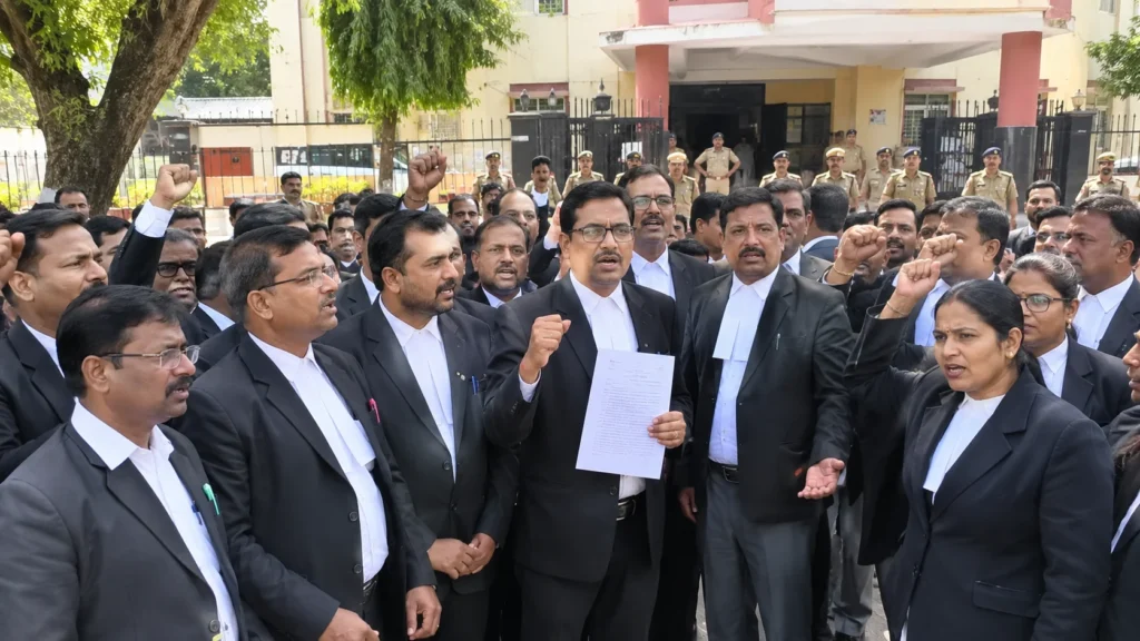 AI अधिवक्ताओं ने जिला प्रशासन के खिलाफ नारेबाजी कर ज्ञापन सौंपा।